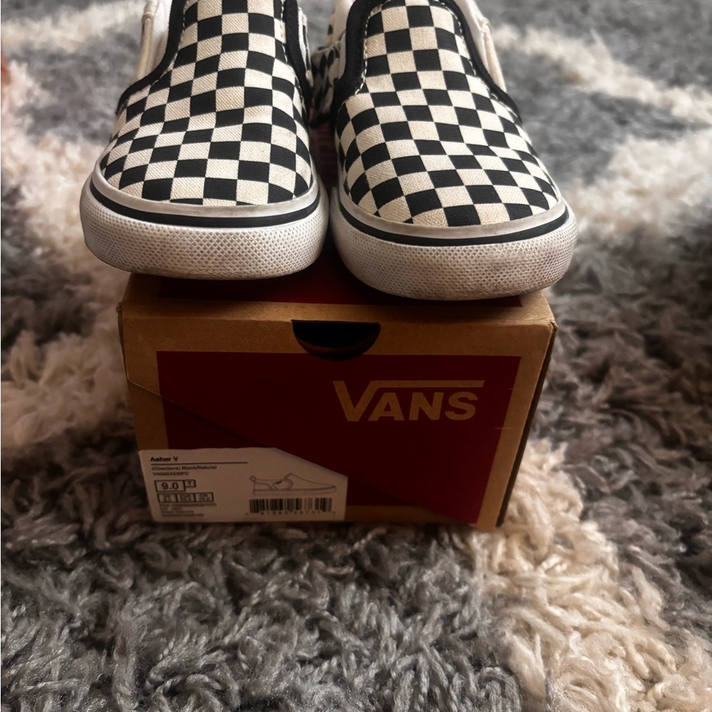 Vans Kids Black and White Checkered Slip-On Sneakers